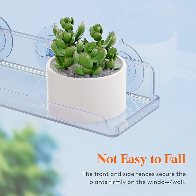 Lifewit Window Plant Floating Shelves 14.6x3.6, 2 Pack Acrylic Suction Cup Shelf - Image 5