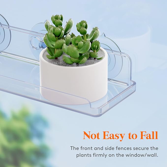 Lifewit Window Plant Floating Shelves 14.6x3.6, 3 Pack Acrylic Suction Cup Shelf - Image 7