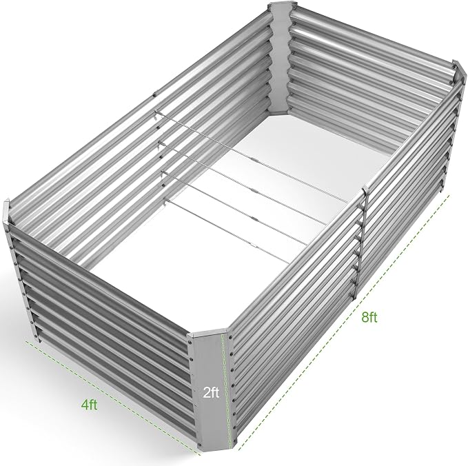 Land Guard 8×4×2 ft Galvanized Raised Garden Bed Kit, Galvanized Planter Raised - Image 2