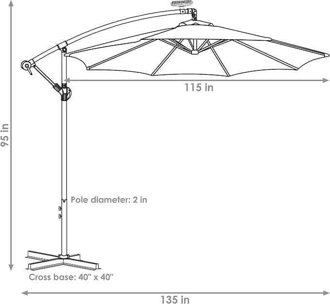 Sunnydaze 10' Solar Offset Patio Umbrella - Image 4
