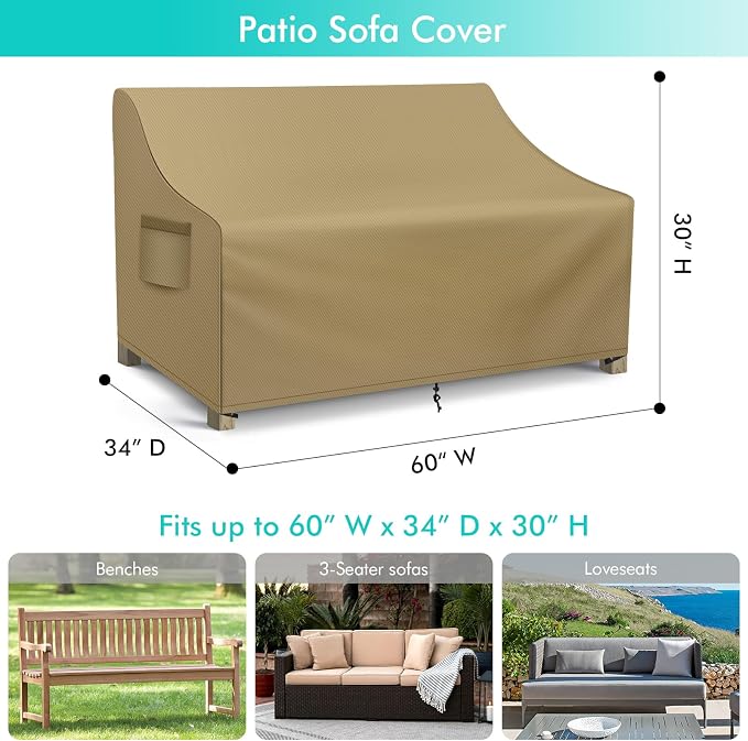 WLEAFJ Patio Sofa Cover Waterproof, 2-Seater Patio Loveseat Cover, Heavy Duty - Image 2