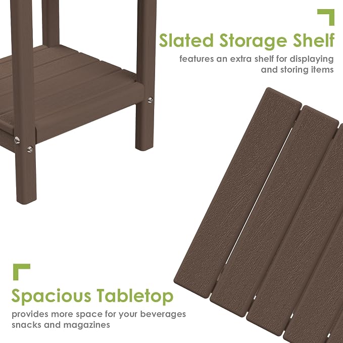 GREENVINES Adirondack-Outdoor-Side-Table | Wood Grain | 14 x 13 Inches | HDPE - Image 6