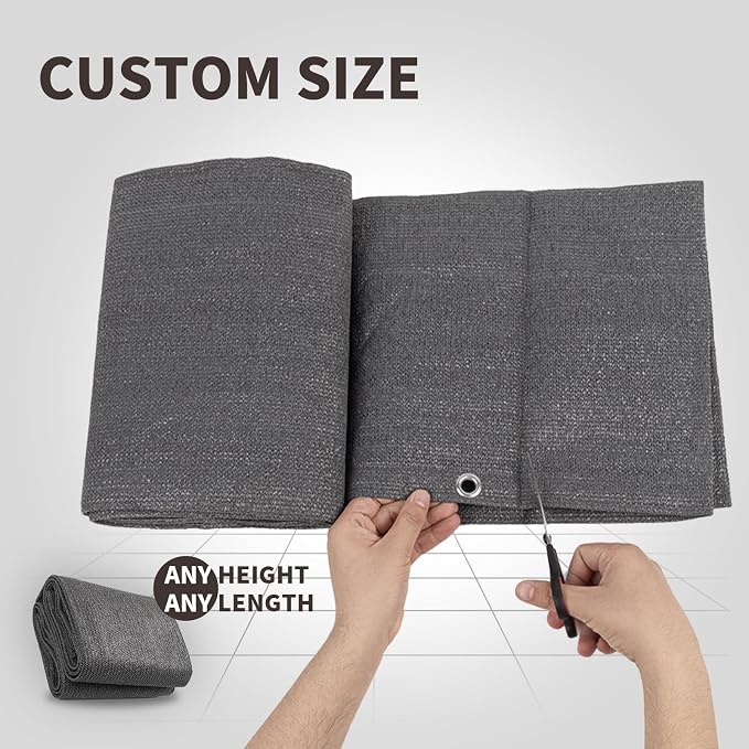 LOVE STORY Custom Size 3.3'x19' Dark Grey Balcony Privacy Screen, UV Block - Image 2