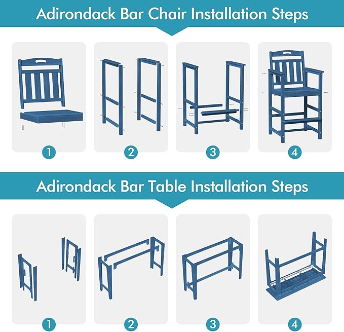 Ciokea Outdoor Bar Height Table Set of 5, Heavy-Duty All-Weather HDPE Patio Bar - Image 9