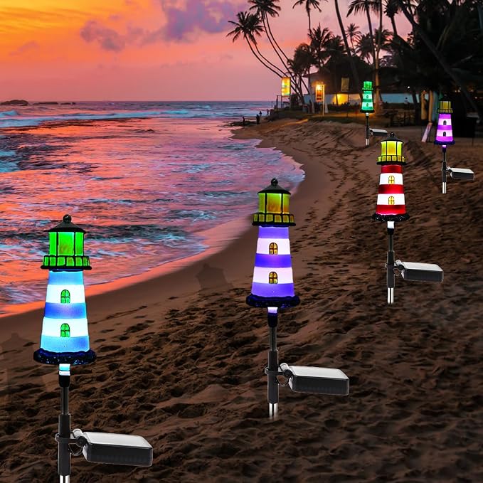 Lighthouse Outdoor Solar Lights, 2 Packs Outdoor Waterproof, Solar Trail Lights - Image 6
