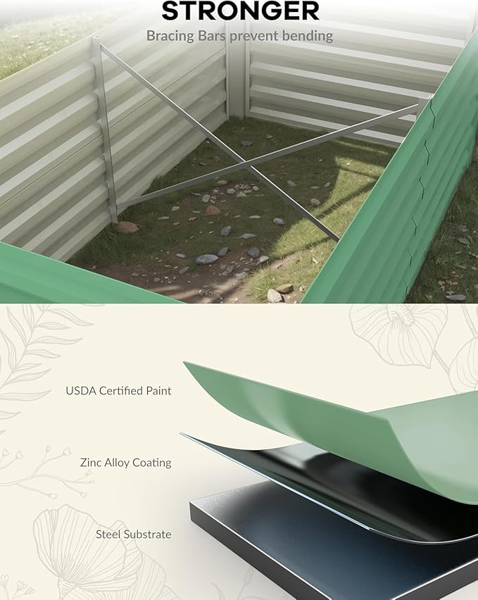 Garvee 2PCS 8x4x2ft Galvanized Raised Garden Bed Outdoor, Rust-Resistant Raised - Image 5