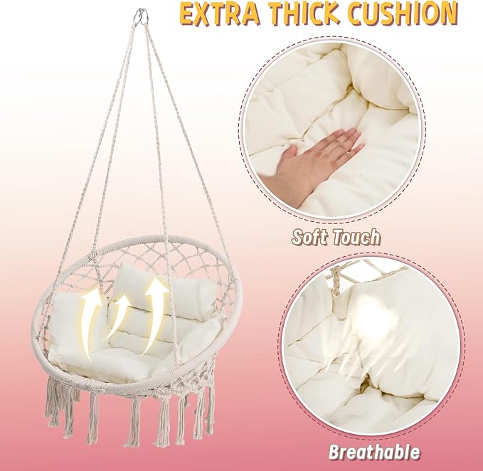 Macrame Hammock Hanging Swinging Chair - Image 3