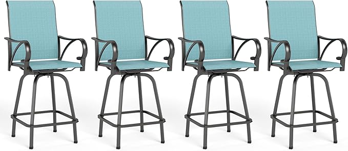 MFSTUDIO Outdoor Bar Stools Set of 4, Swivel Bar Height Patio Chairs Outdoor by MFSTUDIO