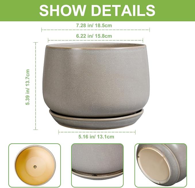 G EPGardening Ceramic Pots for Plants 7 Inch - Image 3