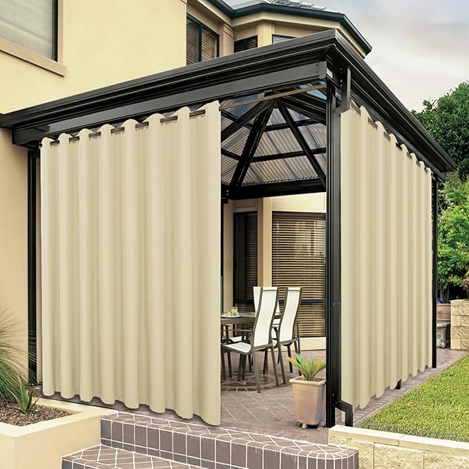 BONZER Outdoor Curtains for Patio Waterproof Thick Privacy Extra Wide Grommet by Bonzer
