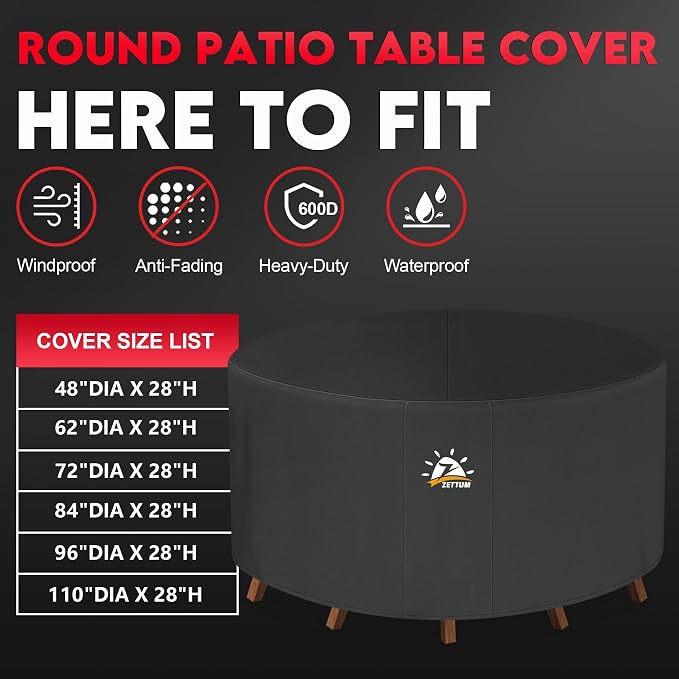 Zettum Round Patio Table Cover 48 Inch - Image 5