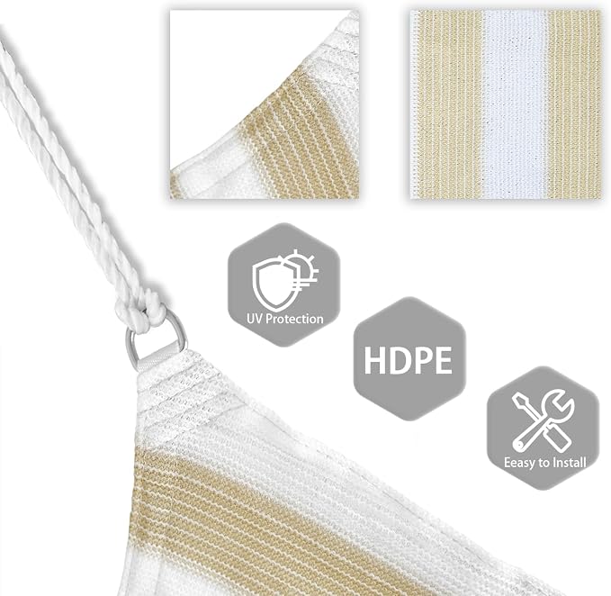 Patio Paradise 5' x 5' x 5' Sun Shade Sail Triangle Canopy Shade Cloth Fabric - Image 3