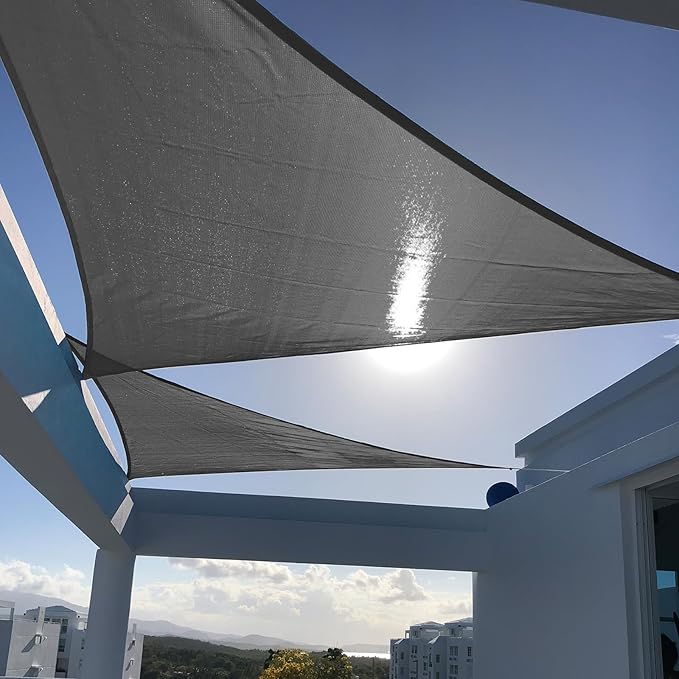 SUNNY GUARD Custom Size 11'x18'x21.1' Triangle Dark Grey UV Block Sunshade by SUNNYGUARD