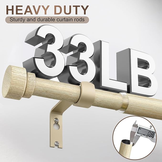 Antique White Curtain Rods for Windows 48 to 84 Inches Heavy Duty Adjustable 1" - Image 5