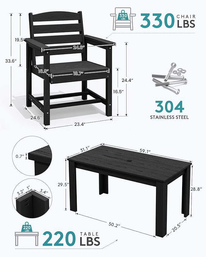 SERWALL Patio Dining Sets for 8, Outdoor Dining Sets for 8 Person - Image 2