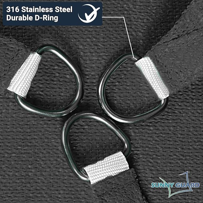 SUNNY GUARD Custom Size 11'x14'x14' Triangle Graphite Grey UV Block Sunshade - Image 6