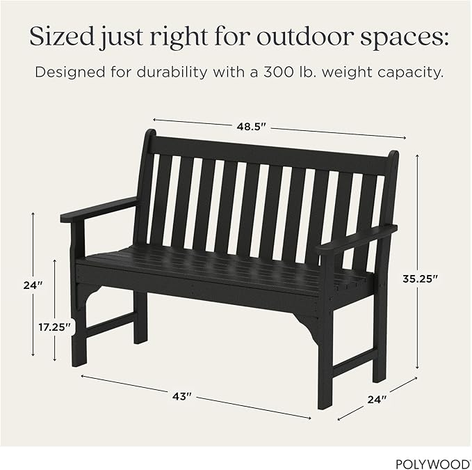 POLYWOOD GNB48BL Vineyard 48" Bench - Image 3
