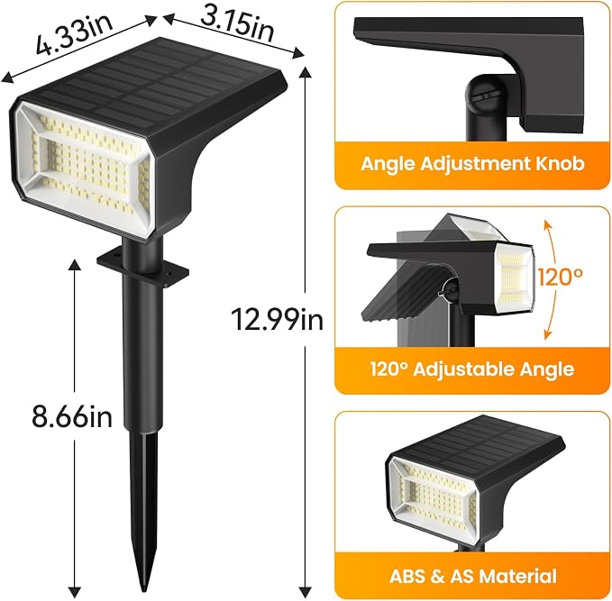 Fabrito 8 Pack Solar Spot Lights Outdoor Waterproof IP67, Dusk to Dawn - Image 8