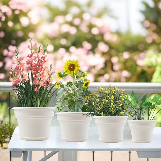 6 Inch Plastic-Flower Pot-for-Indoor Plants, 6 Pack Outdoor Plant Pots - Image 7
