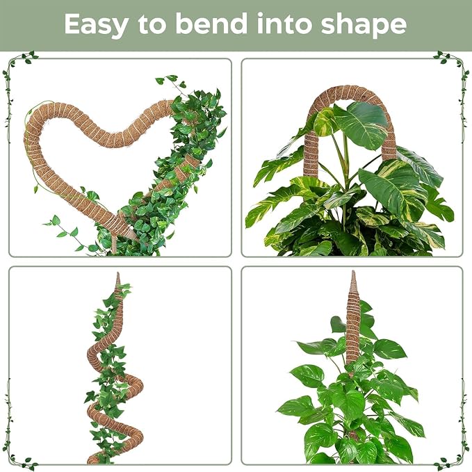 2 Pack 63'' Bendable Moss Pole Monstera Plant Support - Image 3