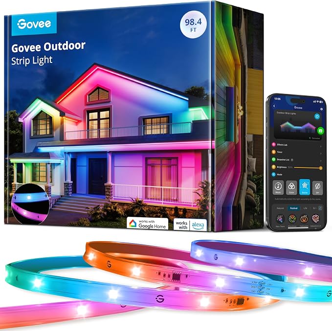 Govee Outdoor LED Strip Lights, 98.4ft Smart Outdoor Lights Work by Govee