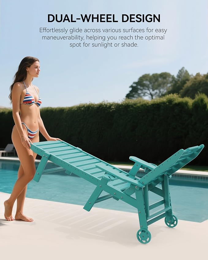 Carauci Lounge Chair Outdoor Set of 4, HDPE Chaise Lounge - Image 4