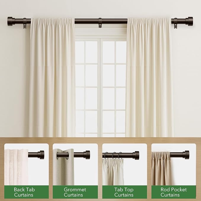 Curtain Rods for Windows 32 to 240, 1 Inch Adjustable Heavy Duty Long Window - Image 5