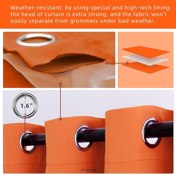 DIVA EN CAMINO DEC Outdoor Patio Curtain Waterproof Darkening Thermal Insulated - Image 3