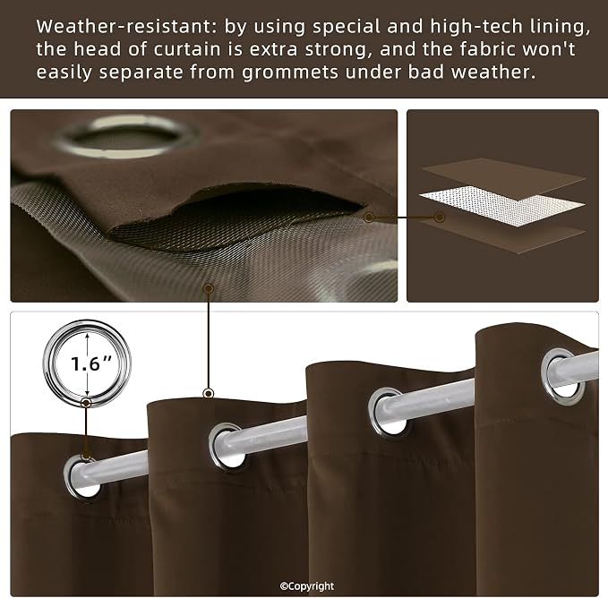 Waterproof Outdoor Curtain W52 x L84 - Image 3