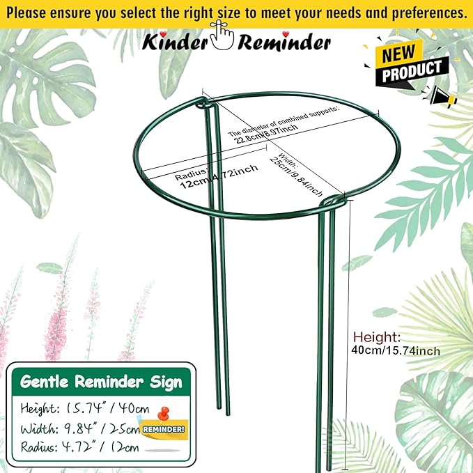 6-Pack Snake Plant Support Stakes, Half-Round Peony Cages and Supports - Image 3