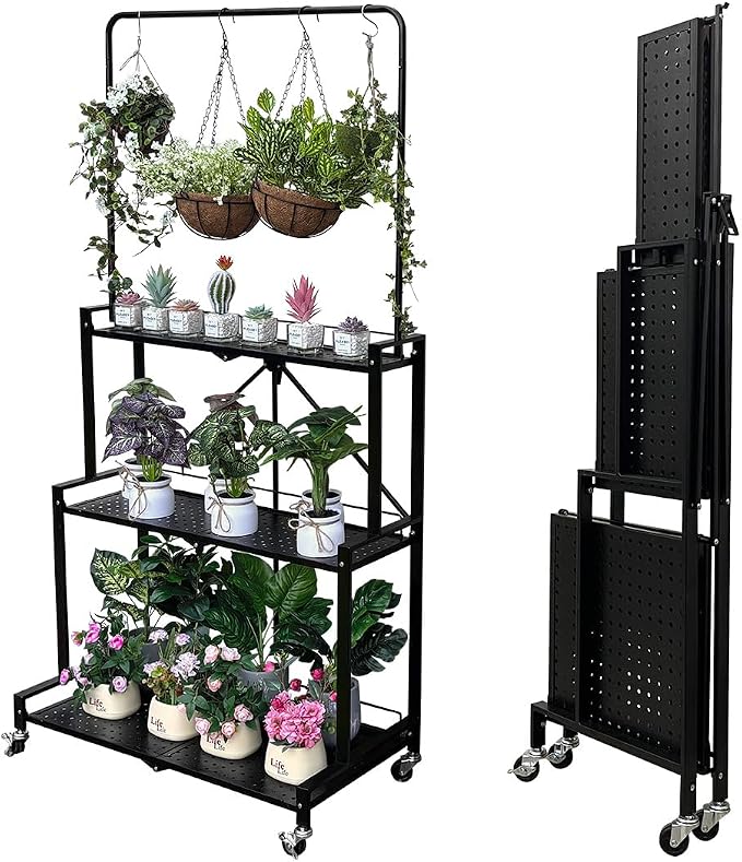 lumizone Foldable 4-Tier Plant Stand Indoor Outdoor Hanging Plant Shelf No by Lumizone