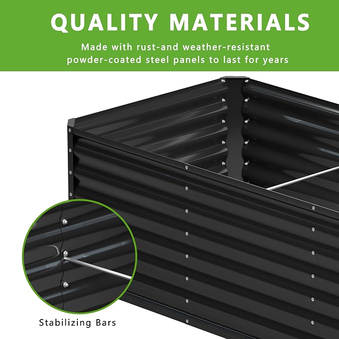 2PCS 8x2x1FT Galvanized Raised Garden Bed, Planter Raised Beds-Metal Garden Box - Image 4