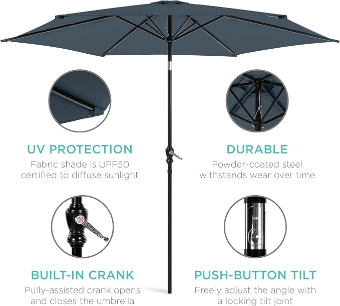 Best Choice Products 10ft Outdoor Table Compatible Steel Polyester Market Patio - Image 5