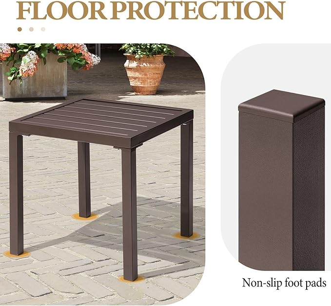 Crestlive Products Outdoor Side Table, Small Square Metal End Table Easy - Image 5