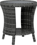 Outsunny 18" Outdoor Wicker Coffee Table, 2-Tier Patio Side Table by Outsunny