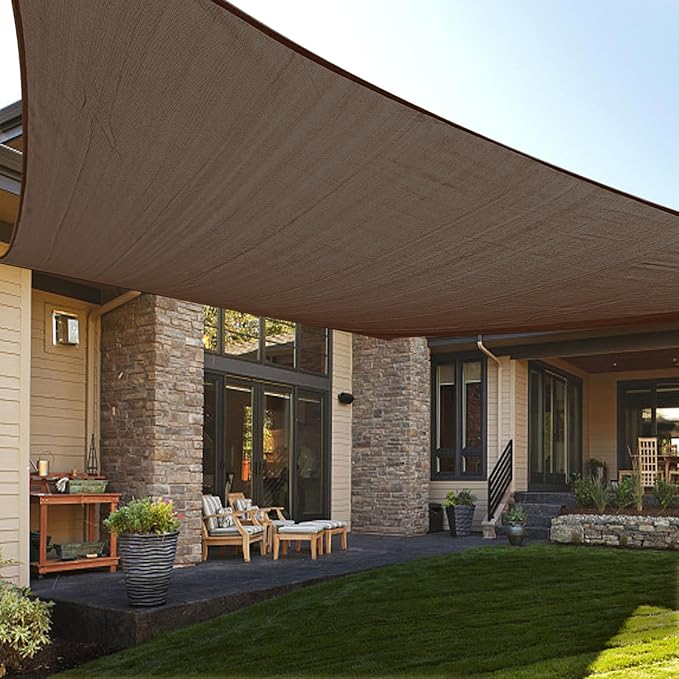 LOVE STORY 6.5/10/12/13/1416/20 Rectangle Brown Sun Shade Sail Canopy UV Block by LOVESTORY
