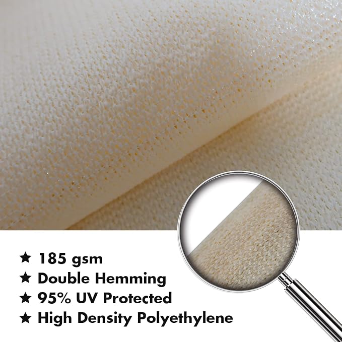 KANAGAWA 14'X18' Cream Custom Size Sun Shade Sail Rectangle UV Block Canopy - Image 4