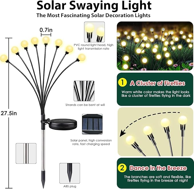 4-Pack Garden Solar Lights, 32 LED Solar Lights Outdoor - Image 7