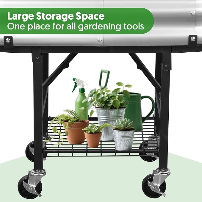 Raised Garden Bed with Legs and Heavy Duty Wheels, Self-Watering Planter Box - Image 4