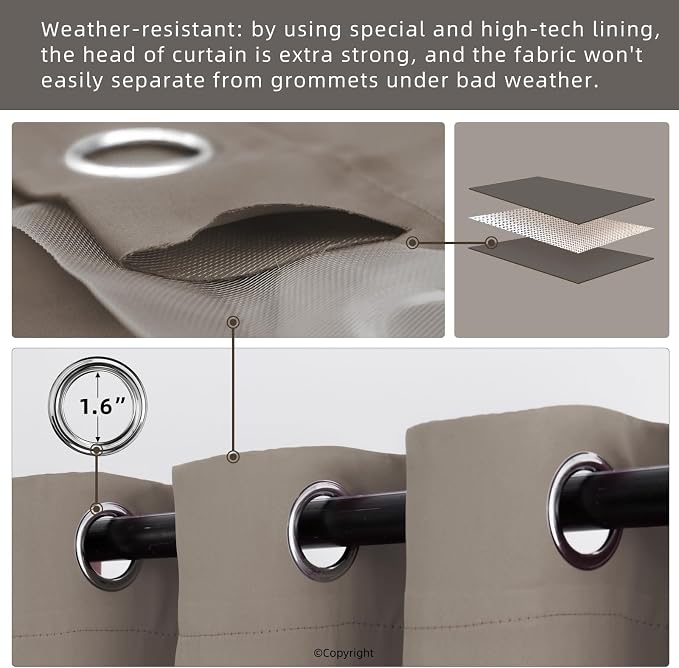 Waterproof Outdoor Curtain W105 x L108 - Image 3