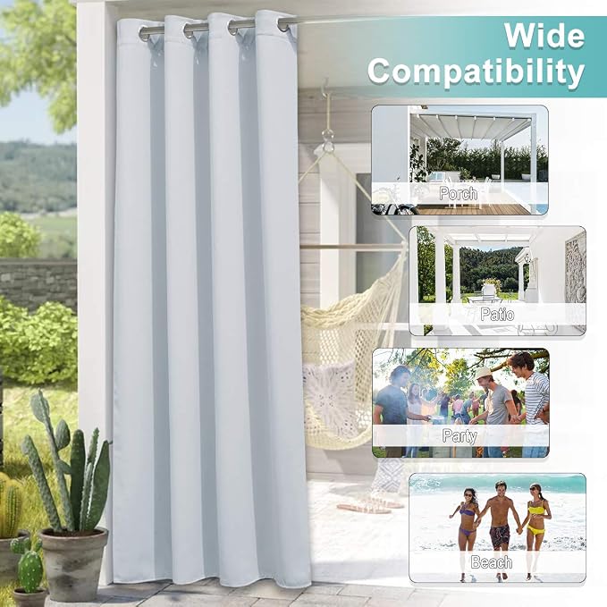 NICETOWN White Outdoor Curtain for Patio, Waterproof Fabric for Bathroom - Image 5
