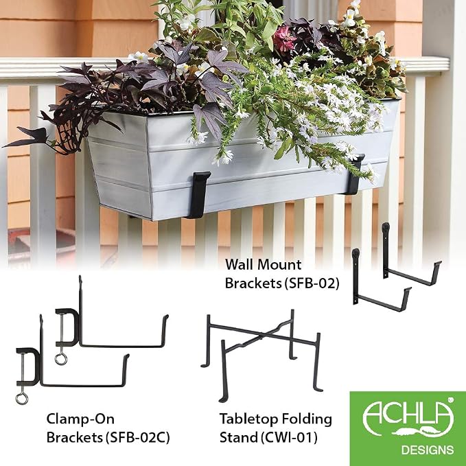 Achla Designs Galvanized Window Flower Box Planter-Cape Cod White-Small - Image 4