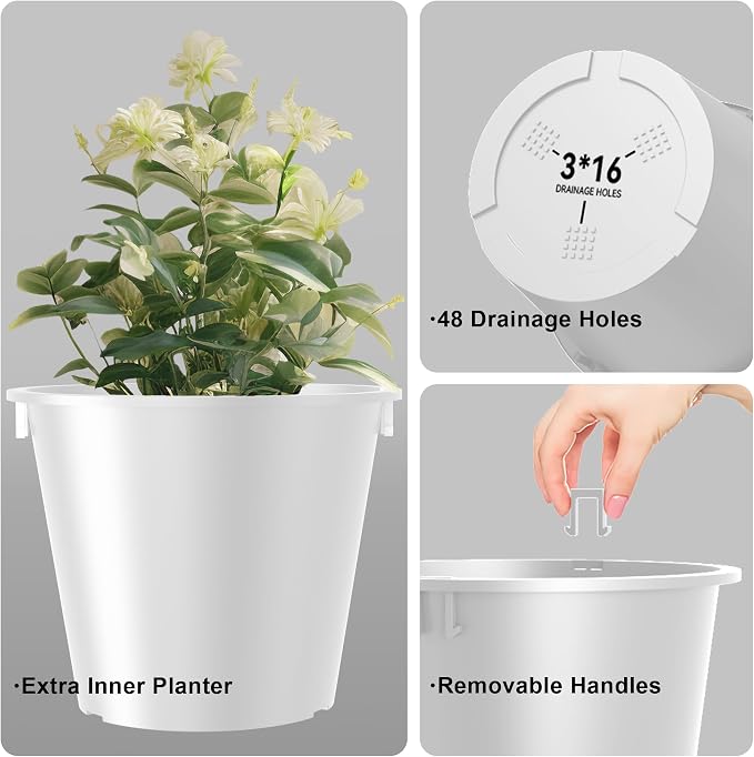 Kante Tall Round Planter Set of 2, 23 Inch Tall Decorative Planter Pots - Image 7
