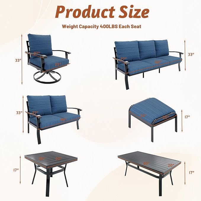 HOMREST Outdoor Loveseat Aluminum Patio Furniture Sofa, All-Weather Metal - Image 3