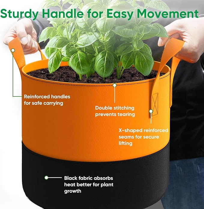 6-Pack 20 Gallon Grow Bags - 350G Heavy Duty Thickened Colorful Potato Grow Bags - Image 4
