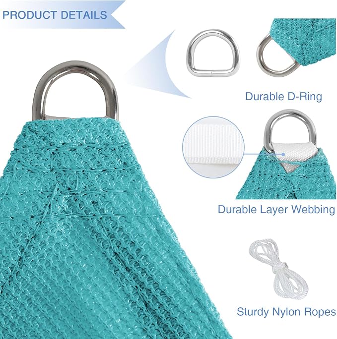 E&K Sunrise 13' x 13' x 13' Sun Shade Sail Triangle Canopy Shade Cover UV Block - Image 4