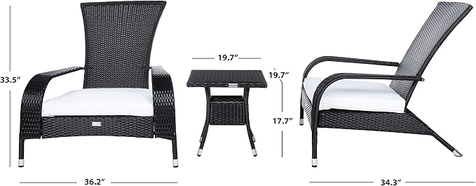 SAFAVIEH Outdoor Patio Furniture Collection Edna 3-Piece Lounge Set - Image 15