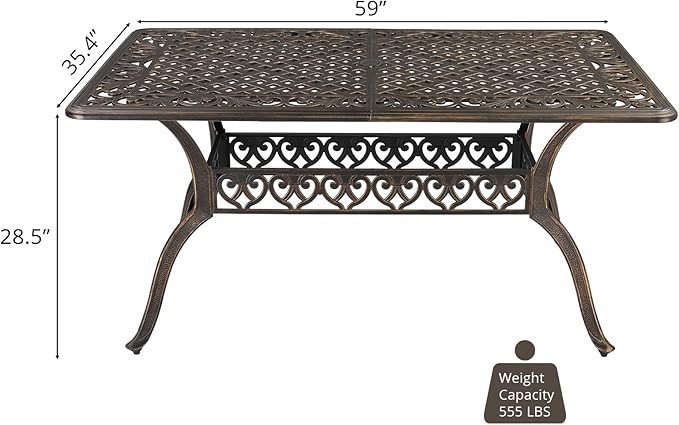 VINGLI 7-Piece Outdoor Dining Set, Cast Aluminum Patio Furniture Set - Image 6