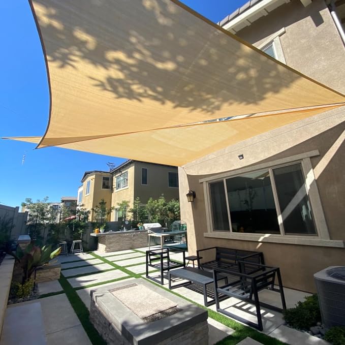 SUNLAX Sun Shade Sail 13' x 13' x 13' Sand Triangle Canopy Sail Shade Cover UV - Image 2