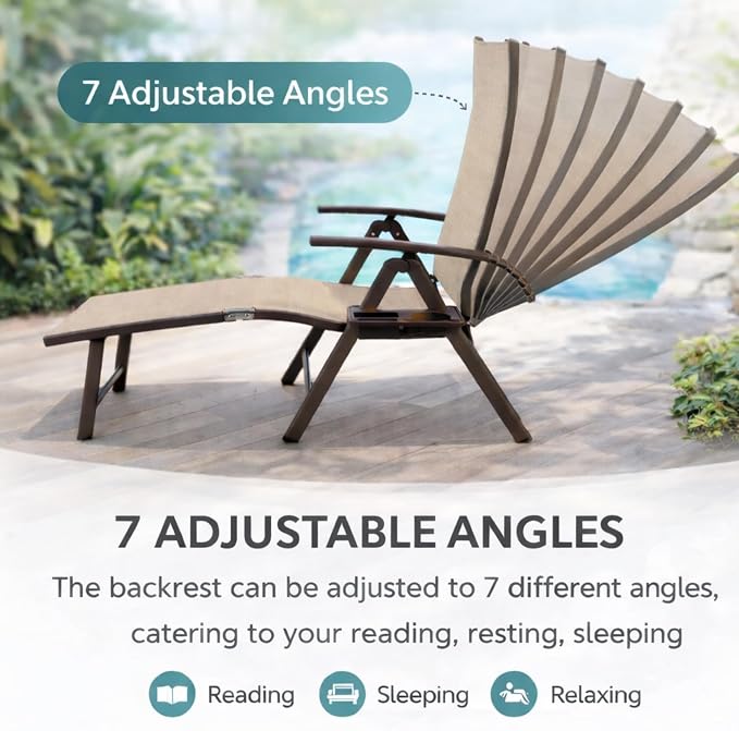 Kozyard Aluminum Outdoor Chaise Lounge Chair, Adjustable Reclining Patio Lounge - Image 6